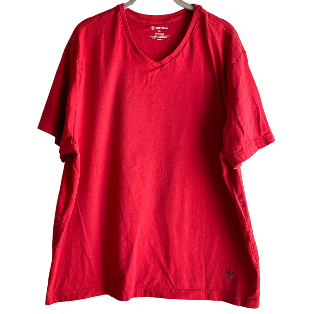 Cremieux Red Cotton and Spandex V neck t-shirt size XL